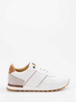 La Martina – Sneaker aus Kalbleder in Weiß-Braun