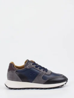 La Martina – Sneaker aus Kalbleder in Grau und Blau