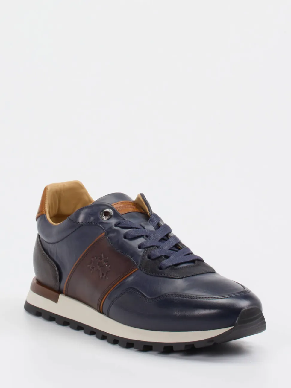 La Martina – Sneaker aus Kalbleder in Dunkelblau