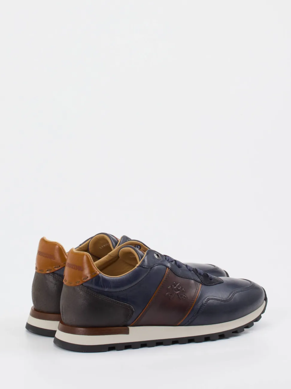 La Martina – Sneaker aus Kalbleder in Dunkelblau