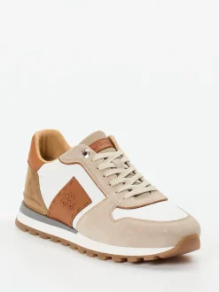 La Martina – Sneaker aus Kalbleder und Veloursleder Beige