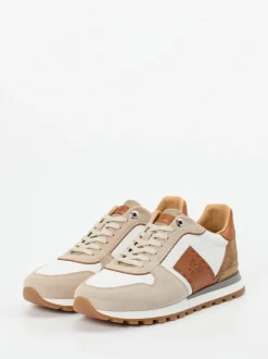 La Martina – Sneaker aus Kalbleder und Veloursleder Beige