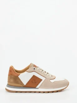 La Martina – Sneaker aus Kalbleder und Veloursleder Beige