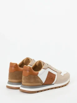 La Martina – Sneaker aus Kalbleder und Veloursleder Beige