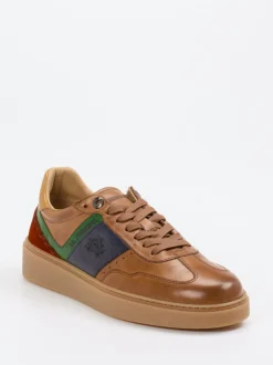 La Martina – Sneaker aus Kalbleder in Cognacbraun