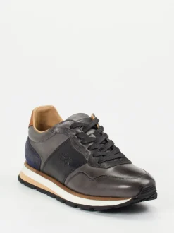 La Martina – Sneaker aus Kalbleder in Anthrazitgrau