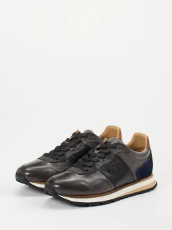 La Martina – Sneaker aus Kalbleder in Anthrazitgrau