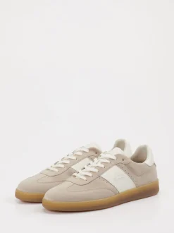 La Martina – Sneaker aus Veloursleder in Beigegrau
