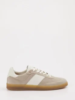 La Martina – Sneaker aus Veloursleder in Beigegrau