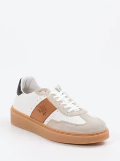 La Martina – Sneaker aus Velours- und Glattleder Weiß
