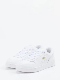 Lacoste – Sneaker aus Glattleder weiß mit Goldakzenten
