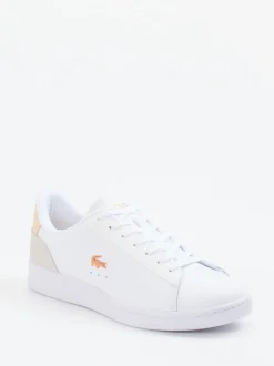 Lacoste – Sneaker aus Leder in Weiß mit Roségold