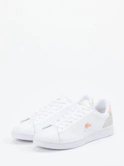 Lacoste – Sneaker aus Leder in Weiß mit Roségold