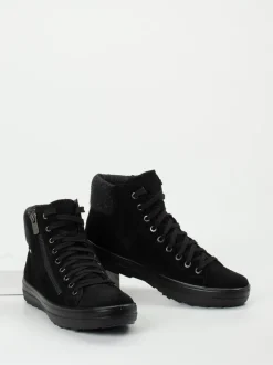 Legero – Schnürstiefelette aus Veloursleder schwarz