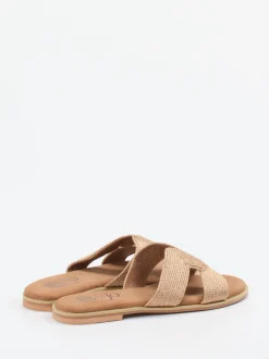 Lisa&Jo – Pantolette aus geflochtenem Textil braun