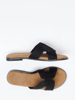 Lisa&Jo – Pantolette aus Textil in Schwarz