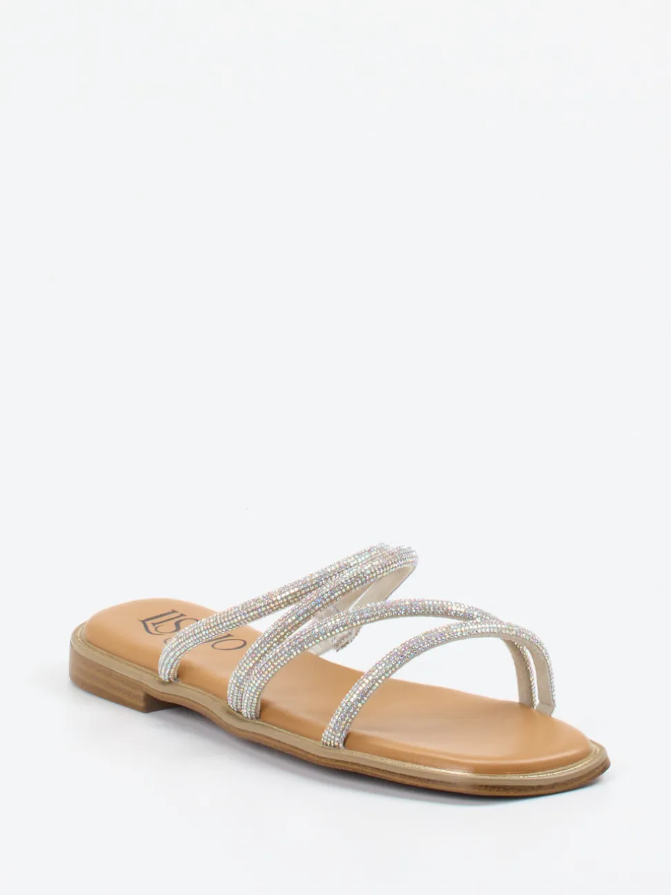Lisa&Jo – Zehensandalen aus Metallic mit Strass