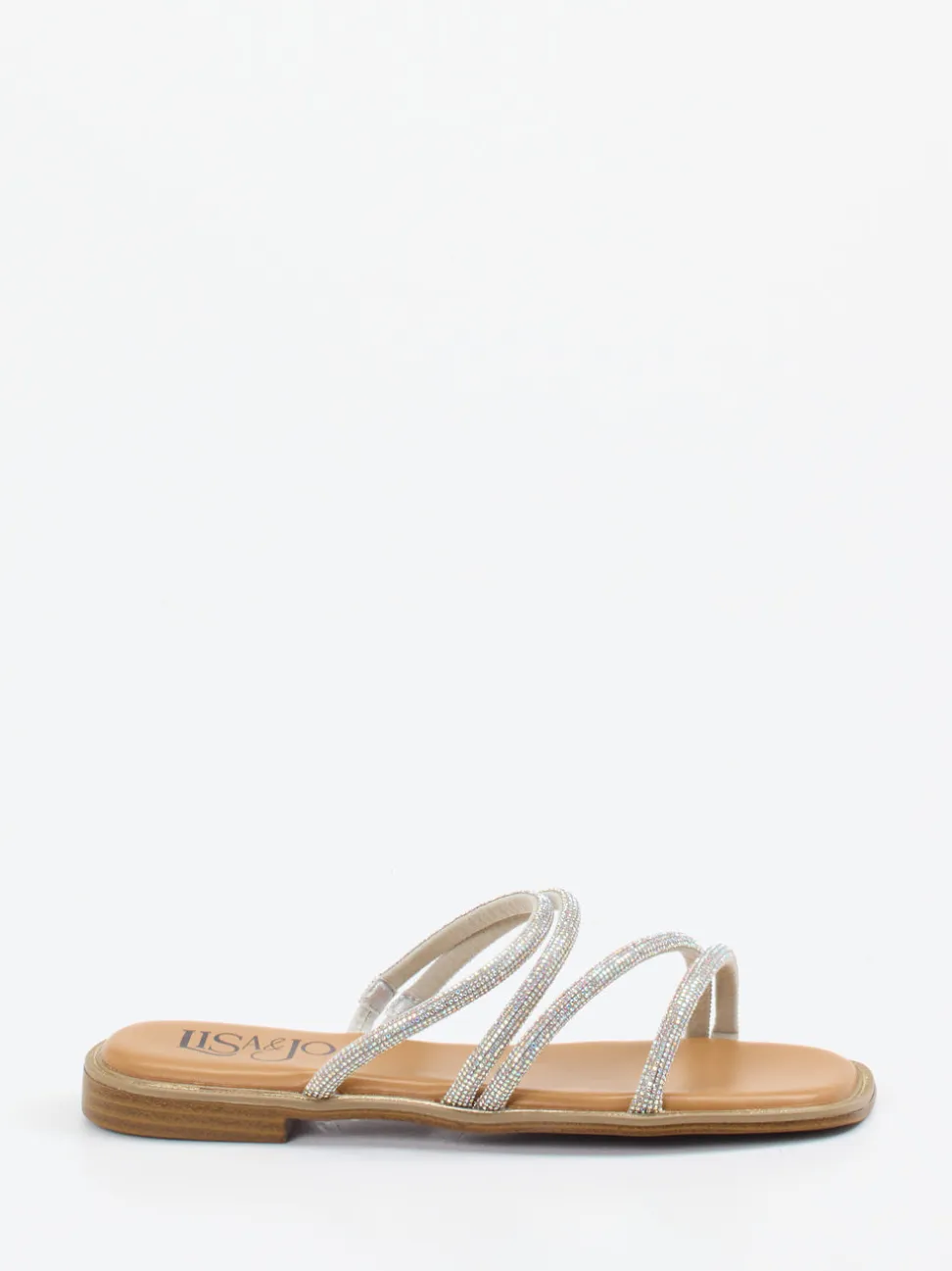 Lisa&Jo – Zehensandalen aus Metallic mit Strass