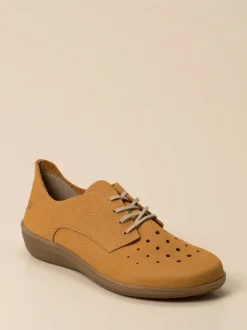 Loints of Holland – Schnürschuhe aus Nubukleder senfgelb