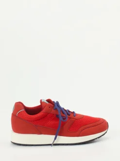 Lunge – Retro-Sneaker aus Mesh und Veloursleder rot
