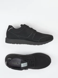 Lunge – Schnürschuh aus Textil in Veloursoptik Schwarz