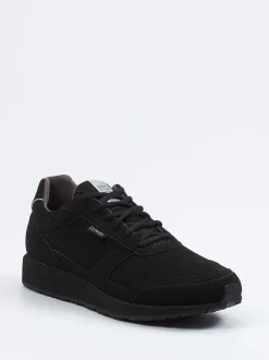 Lunge – Sneaker aus Textil in Veloursoptik schwarz