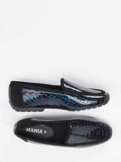 Mania – Loafer aus geprägtem Lackleder blau