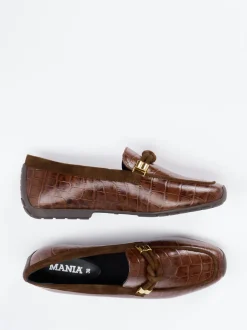 Mania – Loafer aus geprägtem Leder in Braun