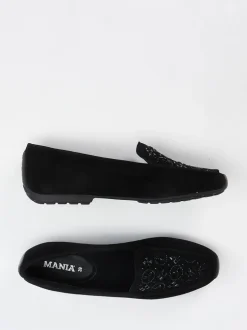 Mania – Loafer aus Veloursleder in Schwarz