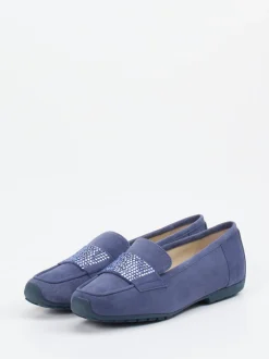 Mania – Loafer aus Veloursleder in Jeansblau