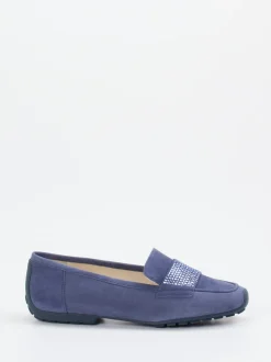 Mania – Loafer aus Veloursleder in Jeansblau
