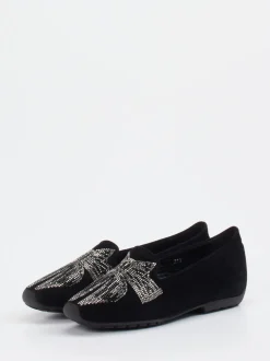 Mania – Loafer aus Veloursleder mit Strass-Schleife