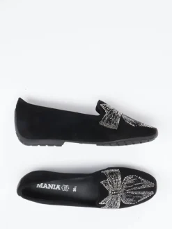 Mania – Loafer aus Veloursleder mit Strass-Schleife