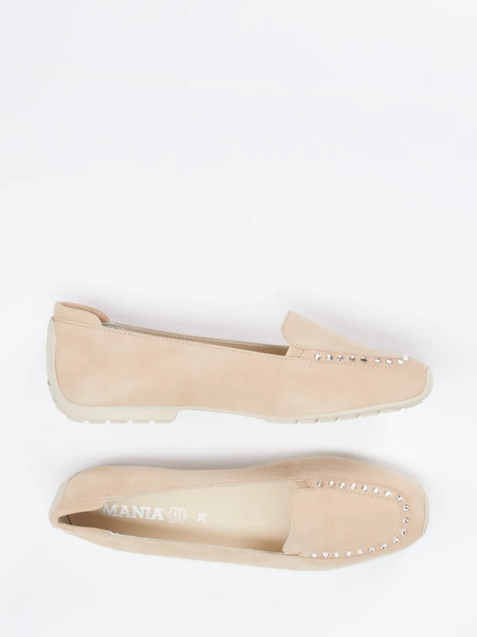Mania – Loafer aus Veloursleder in Beige