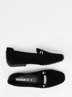 Mania – Loafer aus Veloursleder mit Strassdetail