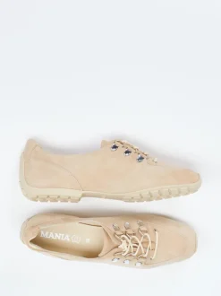 Mania – Schnürschuh aus Veloursleder Beige