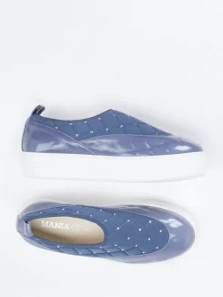 Mania – Slip-On Sneaker aus Velourleder in Blaugrau
