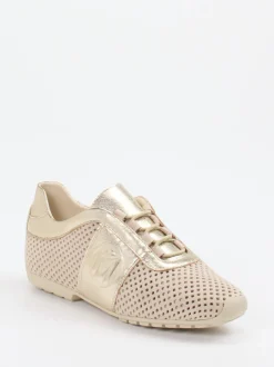 Mania – Sneaker aus Veloursleder in Gold-Beige