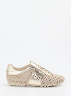 Mania – Sneaker aus Veloursleder in Gold-Beige