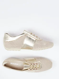 Mania – Sneaker aus Veloursleder in Gold-Beige