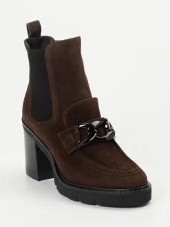 Mannori – Blockabsatz-Stiefeletten aus Veloursleder Dunkelbraun