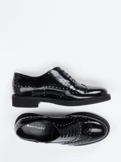 Mannori – Brogues aus Hochglanzleder schwarz