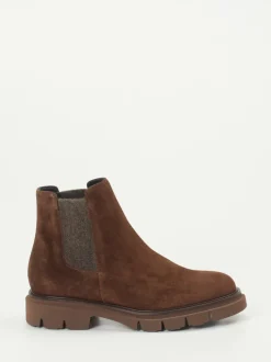 Mannori – Chelsea Boots aus Veloursleder braun