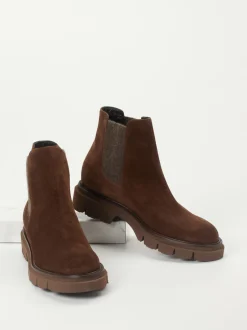 Mannori – Chelsea Boots aus Veloursleder braun
