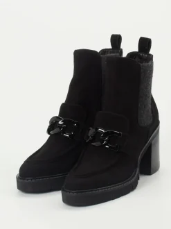 Mannori – Chelsea Boots aus Veloursleder Schwarz