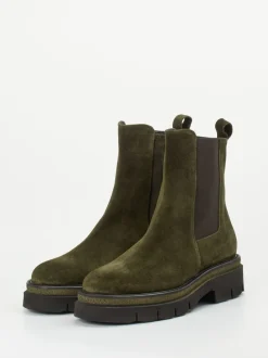 Mannori – Chelsea Boots aus Veloursleder Olivgrün