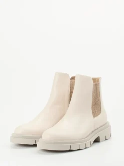 Mannori – Chelsea Boots aus Lammleder cremeweiß