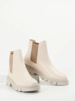 Mannori – Chelsea Boots aus Lammleder cremeweiß