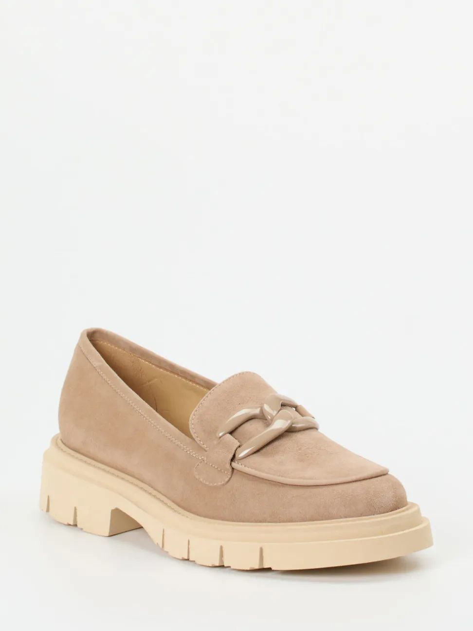 Mannori – Chunky Loafer aus Veloursleder beige