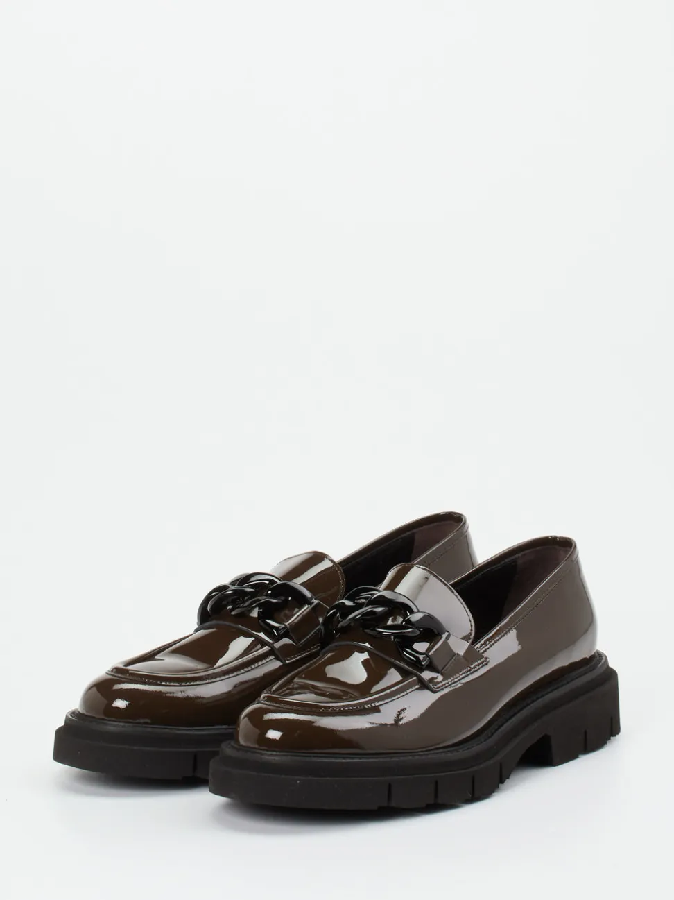 Mannori – Chunky Loafer aus Lackleder schokobraun